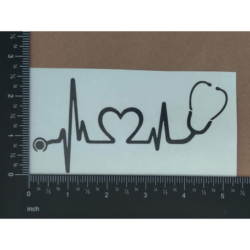 Nurse Decal Pack: Heart, Heartbeat, Infinity, Stethoscope (Black, Small 3.5")