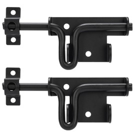 Slide Bolt Gate Latch Door Lock, Thickened Slide Bolt Latch Gate Hardware with Locking Hole for Padlock, Suitable for Heavy Duty Wooden Fence, Shed Doors, PVC Fence, Barn Doors, Black, 2 Pack
