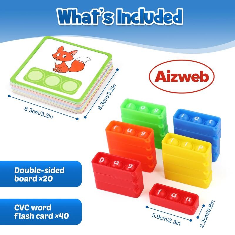 Aizweb CVC Word Game Phonics Flash Cards for Classroom Supplies