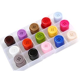 GANSSIA 7/8 Inch (22.5mm) 15 Colors Assorted Buttons Sewing Button Mix Colors DIY Crafts Scrapbooking Pack of 105 with Box (Each Color 7 Pcs)