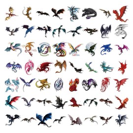 50 Pcs Dragon Stickers,Dragon Graffiti Stickers,Vinyl Waterproof Sticker for Kids Teens Girls,for Phone Laptop Water Bottles Skateboard Computer Phone Luggage Guitar Car Gifts Sticker