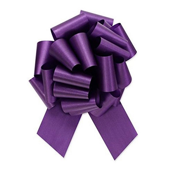 Berwick Offray 2.5'' Wide Ribbon Pull Bow, 8'' Diameter with 20 Loops, Purple