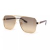 SA106 Mens Luxury Fashion Rectangle Mobster Chic Designer Metal Rim Sunglasses - Gold Brown - Brown