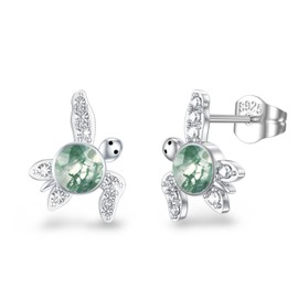 Women's Animal Earrings 925 Sterling Silver Hypoallergenic Bird Wolf Owl Hummingbird Turtle Elephant Dolphin Earrings Animal Jewellery Gifts for Women Girls Children, Sterling Silver, Cubic Zirconia