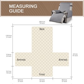 TAOCOCO Recliner Slipcovers,100% Waterproof Recliner Chair Covers with Pockets,Sofa Slipcover for Recliner Chair,Chair Non Slip Cover for Pets/Kids with Elastic Strap (Grey, Triple Non-slip)