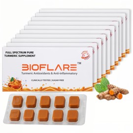 BIOFLARE Turmeric Lozenges – Sugar-Free Throat Lozenges for Sore Throat Relief & Cough – Turmeric Curcumin Supplement with Curcuma & Turmeric Extract – Immune & Liver Support (10-Pack/100 Count)