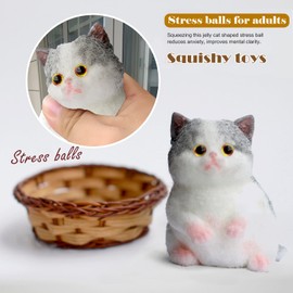 Taba Squishy Stress Ball Balls Sensory Fidget Toys Toy Anxiety Relief for Autism Adults Kids Autism Cute Cat, 1 Pack