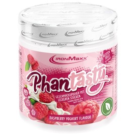 IronMaxx Phantasty - Raspberry Yogurt 250g Dose | Veganes Geschmackspulver mit Echten Frucht- oder Nussstückchen | Perfekter Zuckerersatz
