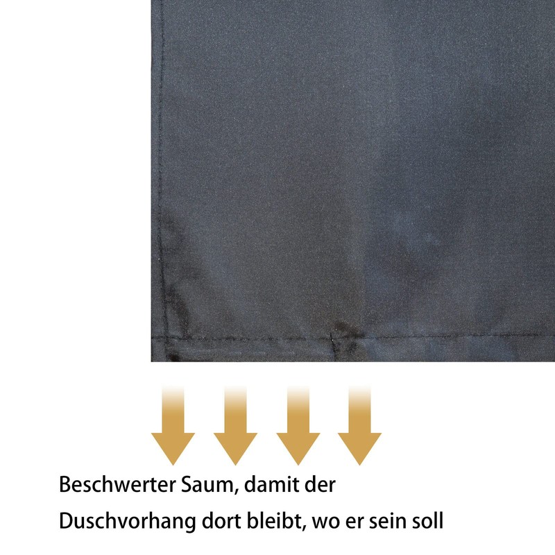 YISURE Shower Curtain 150 x 150 cm, Black Textile Polyester,