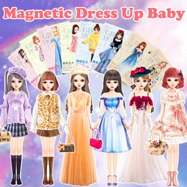 Magnetic Dress Up Dolls, Magnetic Doll Dress Up Kits Magnetic Paper Dolls Pretend Play Set for Girls Ages 4 Years and Up Kids Travel Activities Road Trip Car Ride Interactive Learning Imagine Gift