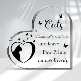 Cat Bereavement Gifts, Cat Remembrance Gift, Cat Loss Gifts, Memory of Cat, Passing Away Gifts, Cat Sympathy Memorial Heart Shaped Acrylic Decor Sign, Sympathy Gifts for Loss of Cat