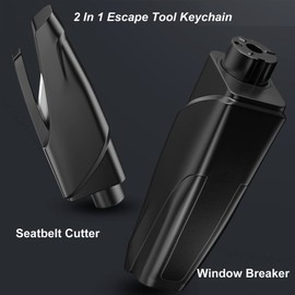 Honsheng Car Emergency Window Glass Breaker and Seatbelt Cutter Rescue Me Safety Hammer Keychain Vehicle Car Escape Rescue Punch Tool Window Breaker for Underwater and Land (Black)