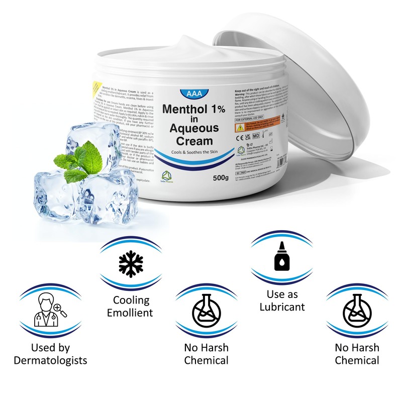 Aqueous Cream with Menthol 1% - 500g | Cooling Emollient