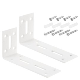uxcell L Corner Braces, 2Pcs 120x40x60mm - Stainless Steel Adjustable Corner Code, 90 Degree Slotted Angle Bracket for DIY Furniture Mending Shelf (White)