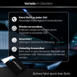 Car Dehumidifier | Dehumidifier Cushion Against Moisture & Fog Windows in the Interior | Reusable with Indicator 350 g | Anti-Fog Moisture Cushion Against Wet Windows