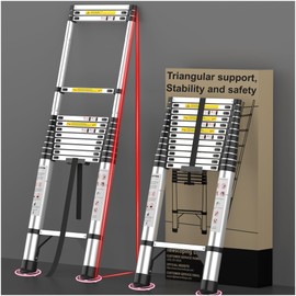 Telescoping Ladder Extension Telescopic Collapsible - 16.5 FT Rv Telescope Foldable Extendable Tall Compact Aluminum Ladders - for House Roof Travel Trailers Adjustable Retractable - 330lbs Capacity