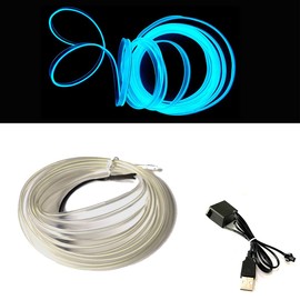 Balabaxer USB EL Wire, Ice Blue, 5 m Flexible Neon Light Tube, DC 5 V Neon Tube, Lights, Car Interior Trim, Light Strip for Interior Trim Gap, Decorative