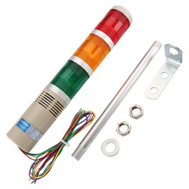 Baomain Industrial Signal Light Column LED Alarm Round Tower Light Indicator Flash Light Warning Light Buzzer Red Green Yellow DC 12V