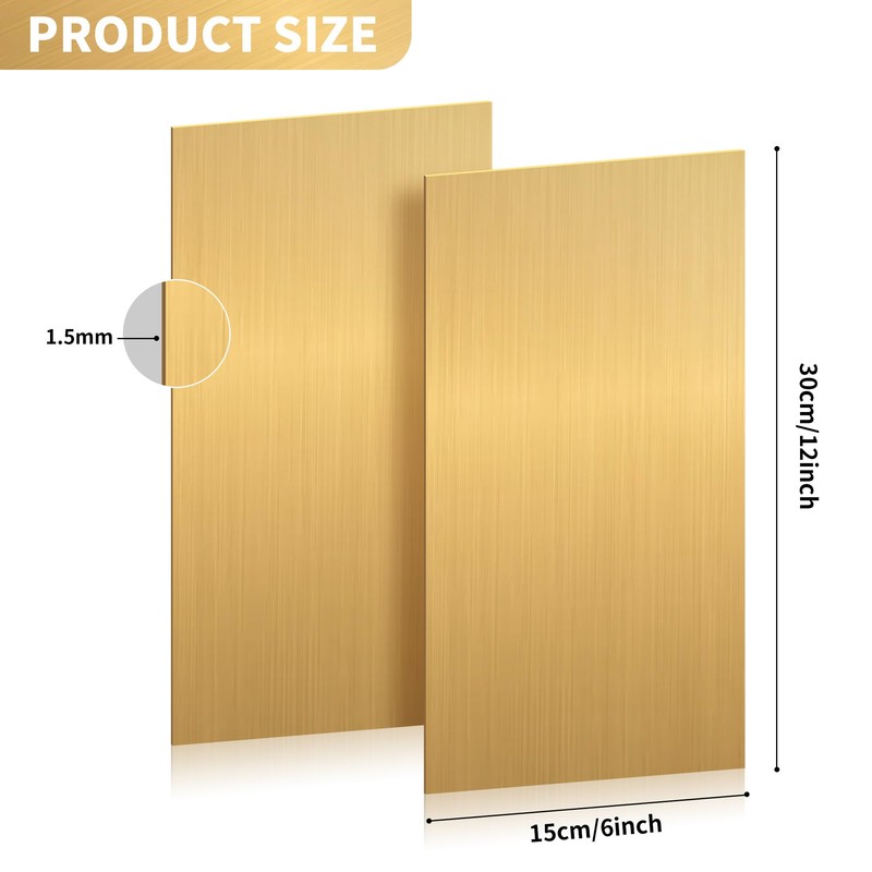 Axigundaone 2 Pcs Brass Sheet for Crafts, 14 Gauge(1.5 mm)