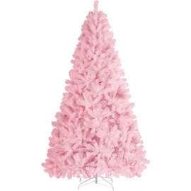 Topeakmart 7.5ft Artificial Pink Christmas Tree with Foldable Stand, Xmas Tree for Holiday Decoration, Pink