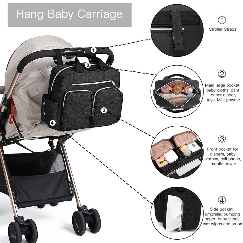Kono Baby Changing Bag Weekender Travel Nappy Tote for Mom