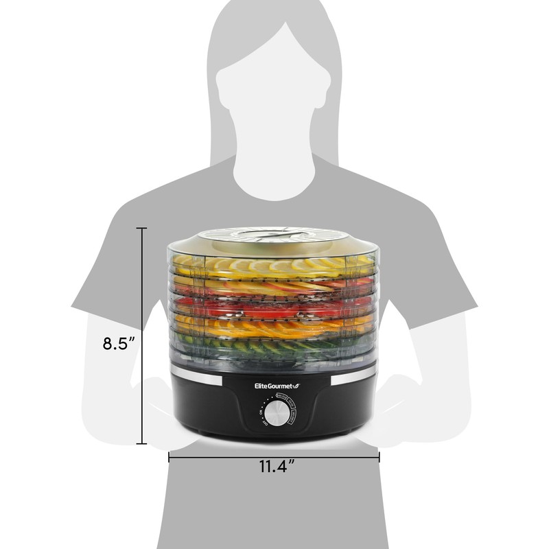 Elite Gourmet EFD319 Food Dehydrator, 5 BPA-Free 11.4" Trays Adjustable