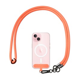 ZSAUTHREE Phone Strap Universal & Anti-Theft,Phone Lanyard Crossbody with 2 Phone Tabs,Premium Metal Buckles Phone Chain,Skin-Friendly for All Phones-Adjustable Neck Strap for Women&Men—Orange