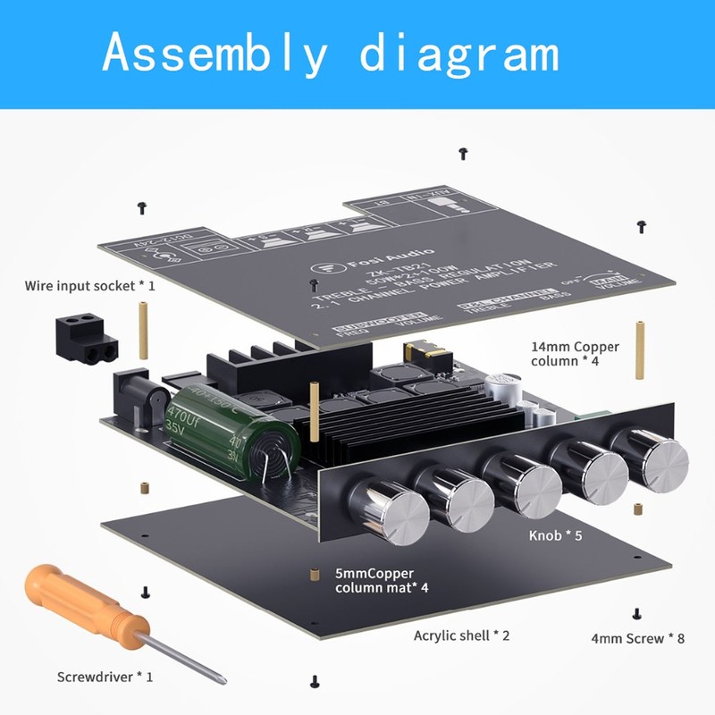 BT Digital Amplifier Board 2.1 Channel 50W 50W 100W Wireless