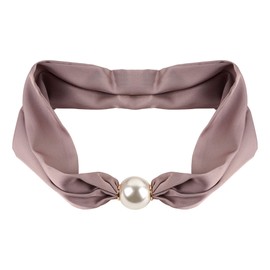 Biiange Pearl Magnetic Buckle Silk Scarf, Collar, Scarf Pearl Neck, Retro Scarfs, Necklace for Mothers, Girlfriends, and other Female Friends (Purple)