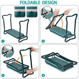 LEMY Folding Garden Kneeler and Seat, Gardening Workseats with 2 Tools Bags, Heavy Duty Gardener Stool for Seniors, Gardening, Weeding