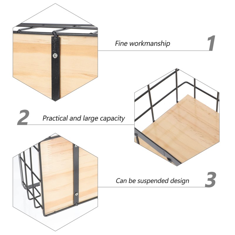 Gatuida 1Set Iron Basket for Organization Wrought Iron Storage Basket