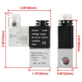 Heschen Electrical Pneumatic Solenoid Valve 2V025-08 24VDC PT1/4 2/2 Way Normally Closed CE IP65