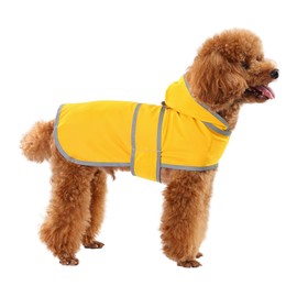 Dog Raincoat Hooded,Waterproof Rain Coat for Dogs with Adjustable Belly Strap,Reflective Strips, Lightweight Slicker Poncho Rain Jacket for Small Medium Large Dogs (Yellow, Small)