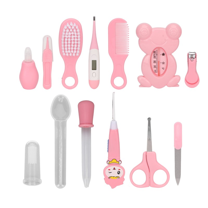 Baby Healthcare Kit Scissors Nail Clippers Tweezers Feeding Spoon Thermometer