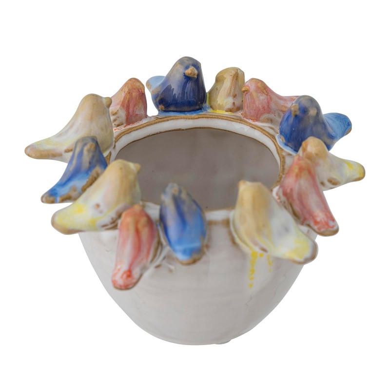 Bloomingville Eanna Flower Pot, Grey, Stoneware, Diameter 12.5 x Height