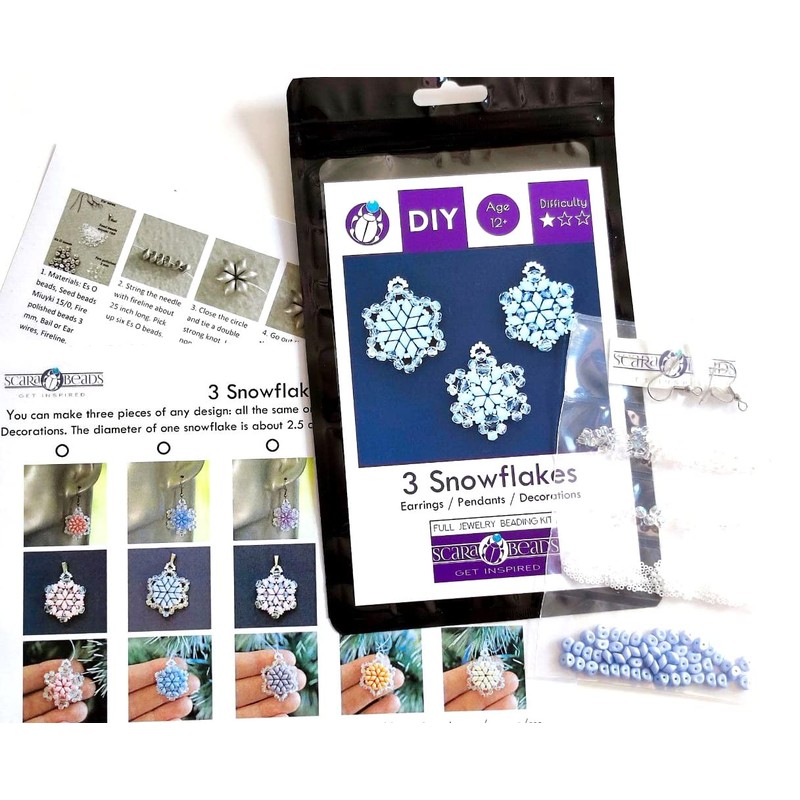 Exclusive 3 Snowflakes Bead Set (DIY Bead Jewellery Making) -