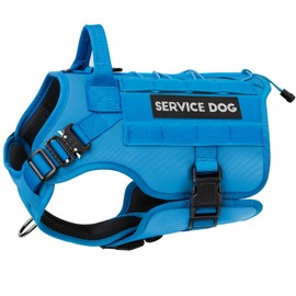 PETNANNY Tactical Service Dog Vest - No-Pull Emotional Support Harness with Hook & Loop Patches & Molle System for Training & Hunting (Blue, Medium)