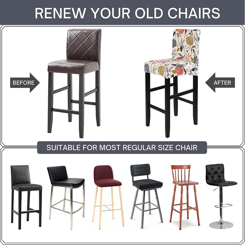 SearchI Bar Stool Covers Set of 2, Stretch Washable Barstool