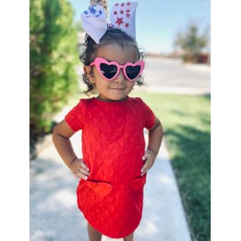 ShadyVEU Trendy Heart Shaped Love Colorful Baby Girl Toddler Ages 2-6 Yrs. Oversize Kids Sunglasses (Hot Pink Polka Dot)