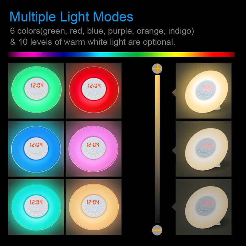 Wake Up Light Alarm Clock Sunrise/Sunset Simulation Digital Clock with