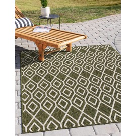 Jill Zarin Outdoor Collection Area Rug - Turks and Caicos (7' 10" x 10' Rectangle Green/Ivory)