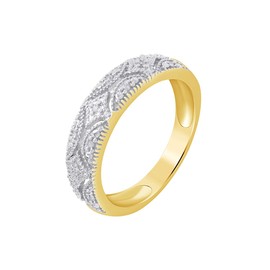 Sterling Silver Round Natural Diamond Accent Bridal Wedding Band Ring for her in 14K Yellow Gold Over Sterling Silver, Jewelry gift for Women Ring Size-8