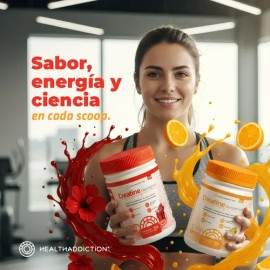 Creatina Monohidratada con Electrolitos y Vitaminas | Healthaddiction Electrofresh Naranja | Con BCAAs, Prebióticos, Sin Azúcar, Sin Calorías | 30 Porciones 300g