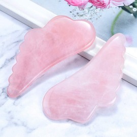 SOLUSTRE Gua Sha Scraping Massage Tool Crystal Jade Comb Edge Guasha Board for Spa Acupuncture Massage Tools Trigger Point Treatment (Pink)