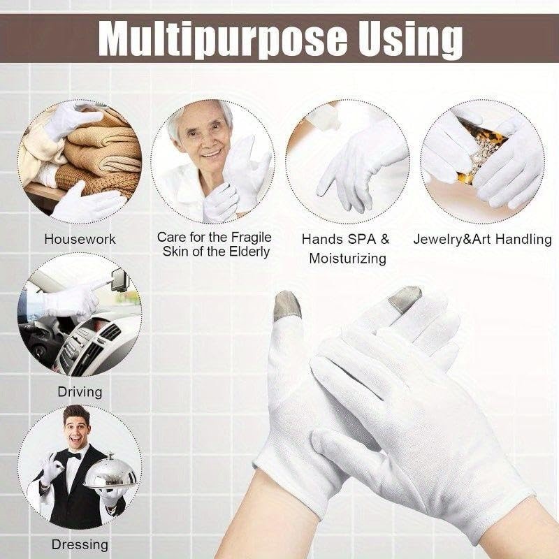 ROMAXO 2 Pairs 100% Cotton Moisturising and Protective Gloves Cotton