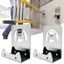 Su ying Heavy Duty Door Hanger Bracket for Garage Wall - Heavy Duty Utility Hook for Wall Mount Ladder Storage.Fit for Jeep Wrangler Door Hanger Bracket(Bright Silver（Pack of 2）)