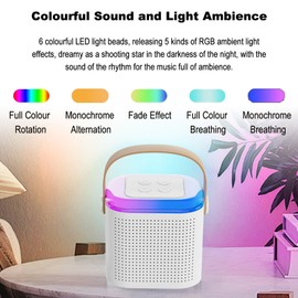Karaoke Machine with Wireless Microphone Portable for Adults & Kids BT Karaoke Speaker RGB Lights Speaker Supports TF Card Type-C Headphone Auxin Monitoring for Party Meeting