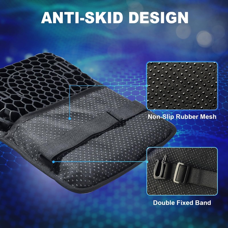CERITORN Motorcycle Gel Seat Cushion, 3D Honeycomb Shock-Absorbing, Hollow and