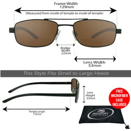 proSPORT Square Aviator 2 Pairs Combo +2.00 Bifocal Sunglasses Gunmetal Frame with Highl Definition HD Blue Light Blocking Lenses.