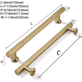 khtumeware 6 Inch Hole Center 10 Pack Champagne Bronze Heavy Duty Solid Satin Brass Cabinet Pulls, Kitchen Drawer Handles, for Dresser cabinets, cabinets